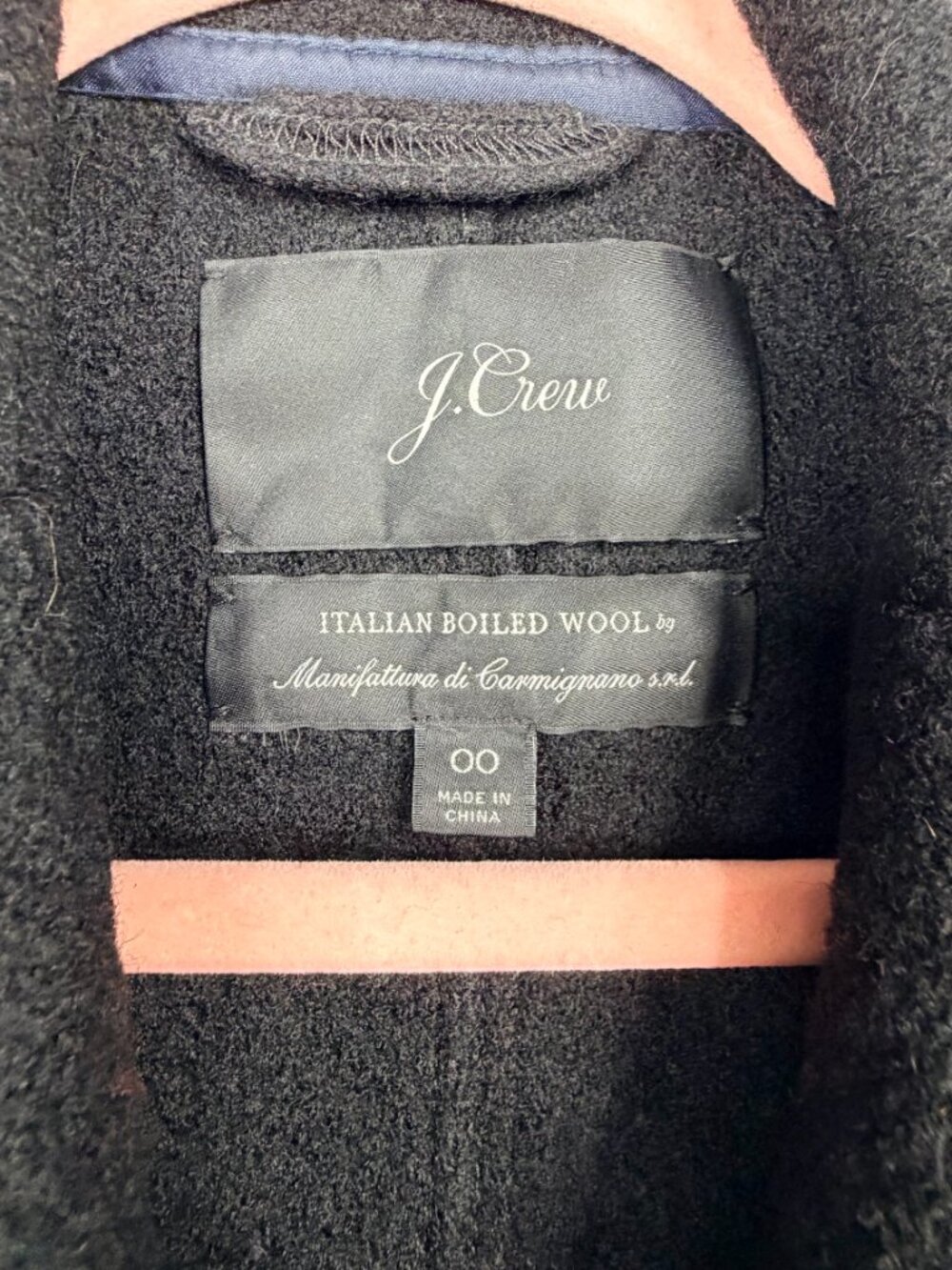 J. Crew Italian Boiled Wool Double-Breasted Peacoat Black 00 #A3792 - Picture 6 of 8